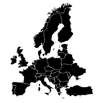 Silhouette vektorgrafikk utklipp av kart over Europa